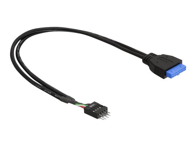 Delock Internal USB Cable - 19-Pin USB 3.0 (F) to 9-Pin USB (M) - 45cm - Black