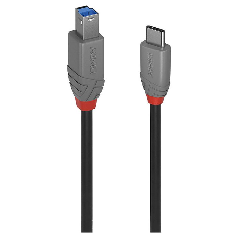 Cable Lindy USB 3.2 Tipo C a B, 2m, 5 Gbps, gama Anthra