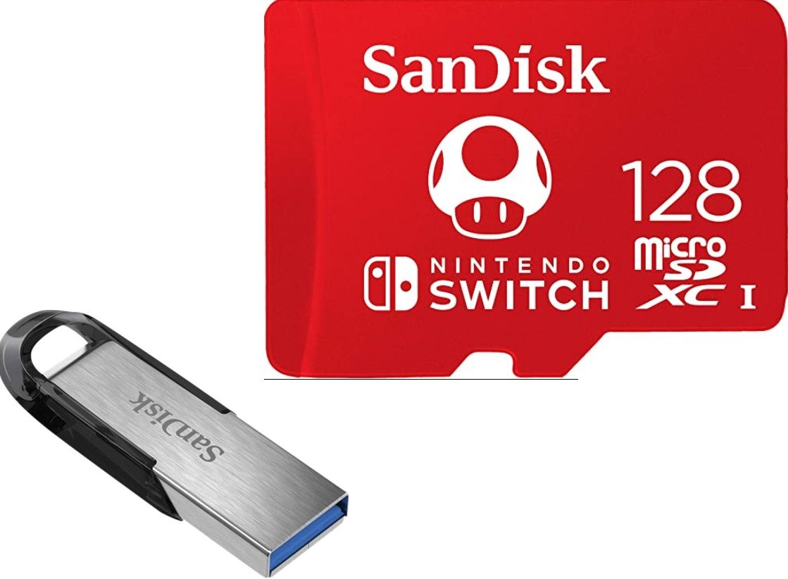 SanDisk 128GB UHS-I U3 microSDXC Memory Card for Nintendo Switch + USB 3.0 SanDisk Ultra Flair 128GB 150MB/s
