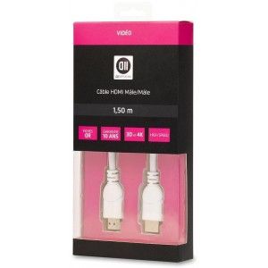 Cable HDMI D2 Diffusion macho/macho de 1,5 metros blanco