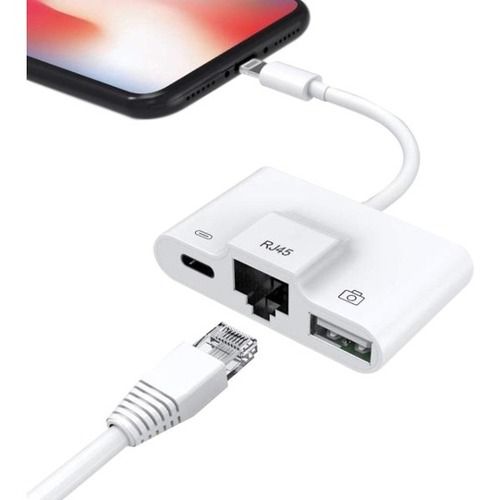 DLH Energy Lightning Adapter - Lightning to RJ-45, Lightning, USB Female