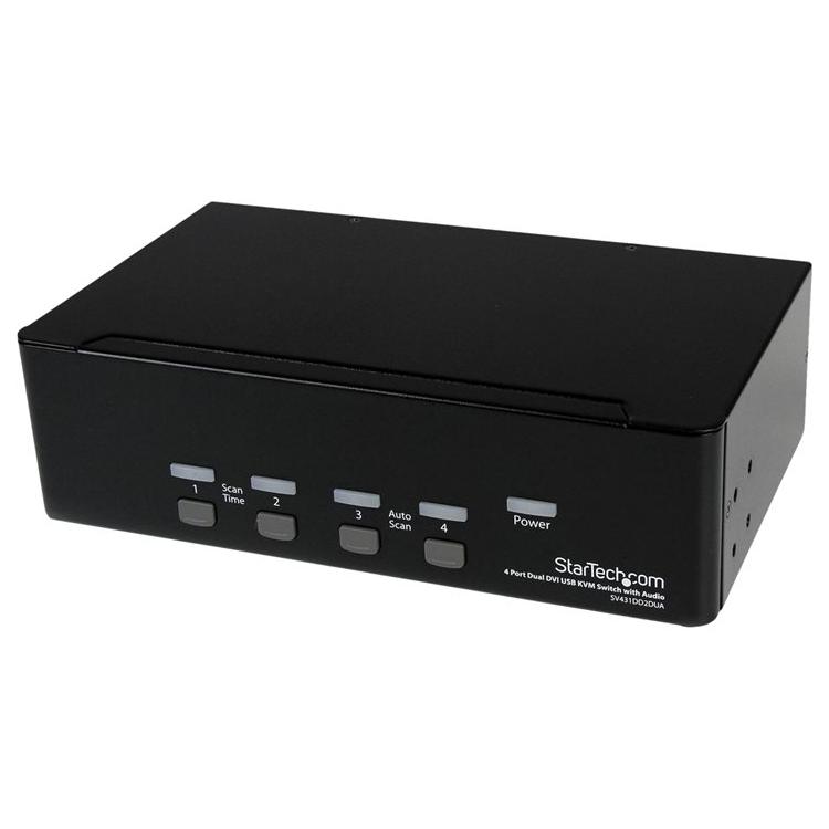 Conmutador KVM StarTech.com de 4 puertos con audio y USB para 2 pantallas (DVI)