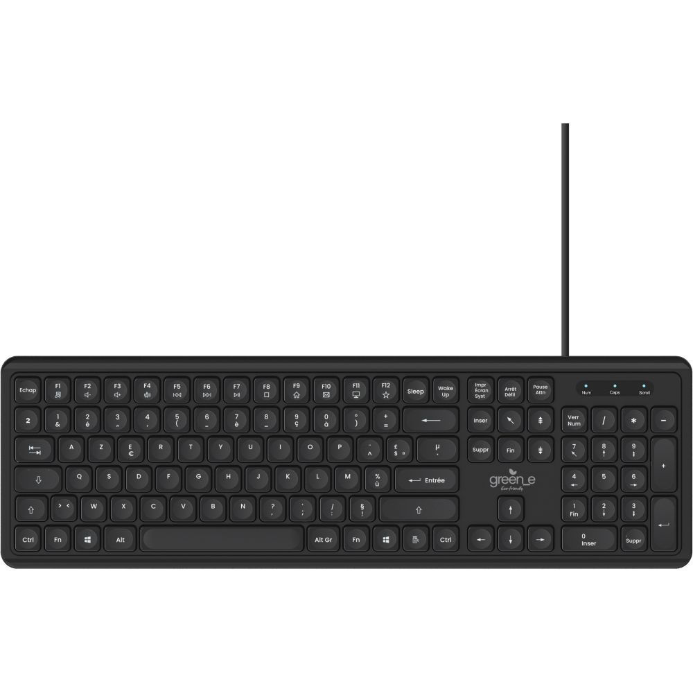Green_E Filaire Eco USB Keyboard - Black