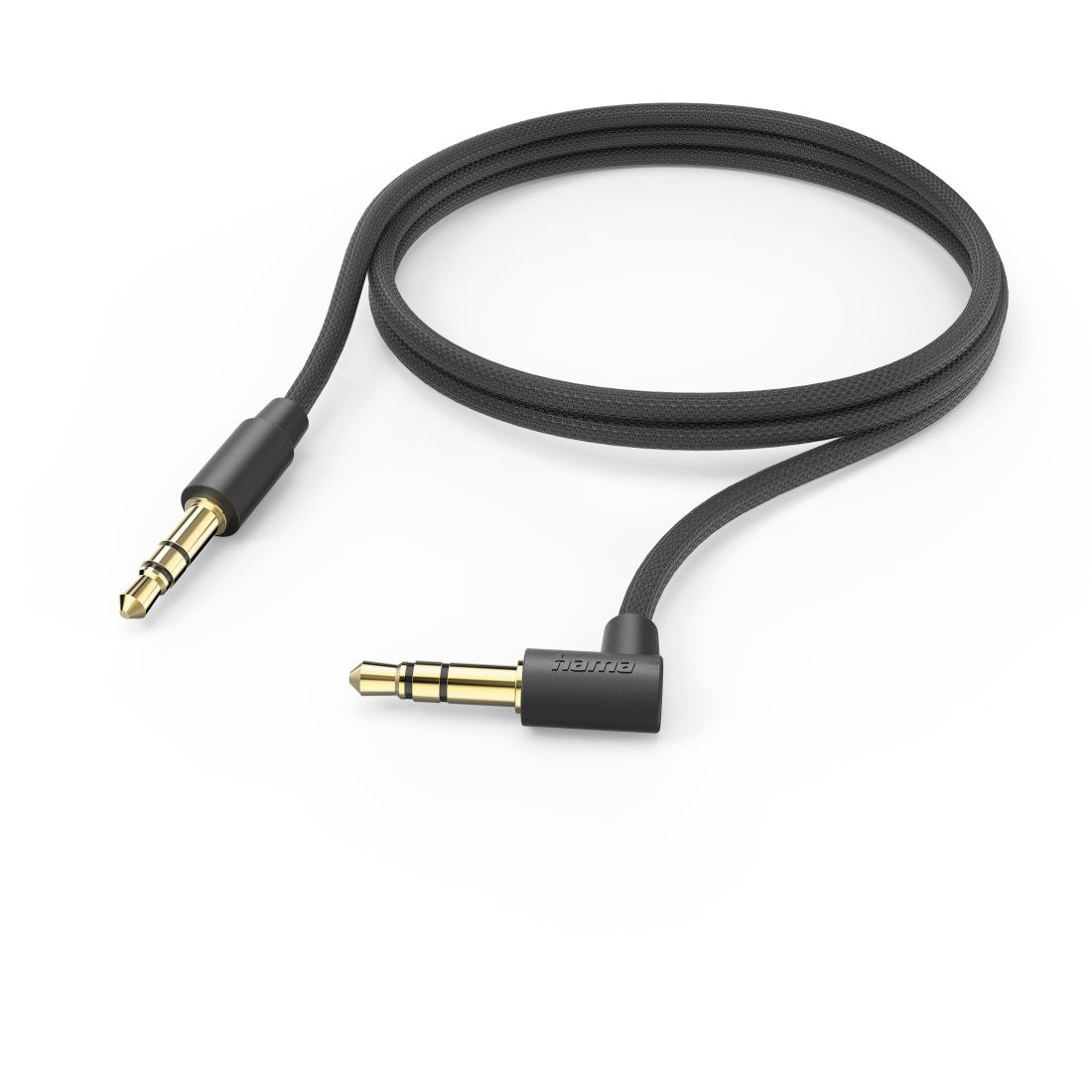 Câble auxiliaire Hama, prise jack 3,5 mm, angle 90°, 1 m, noir