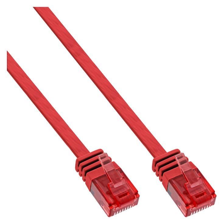 INTOS ELECTRONIC RJ-45 (M) to RJ-45 (M) Connector Cable - 1.5m - UTP - CAT 6 - Molded, Flat - Red