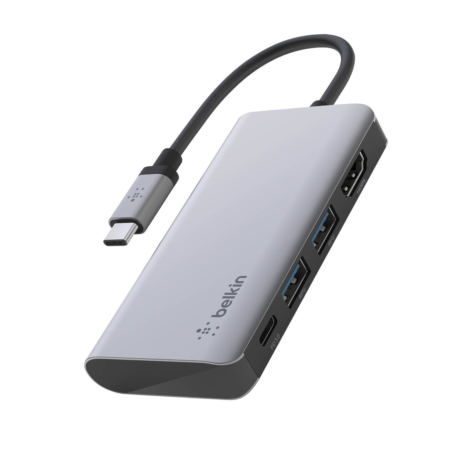 Belkin USB-C 4-in-1 Hub (HDMI 4K, 2x USB 3.0, 100W Power Delivery)