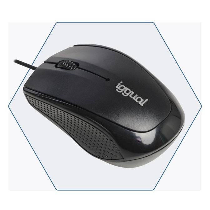 Igual Ergonomic Mouse 800 DPI - Right and Left Handed - Optical - 3 Buttons - Wired - USB - Black