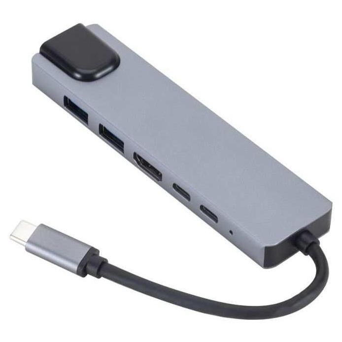 eSTUFF Power Station, 100W USB Power Delivery, Gigabit Ethernet, Gray