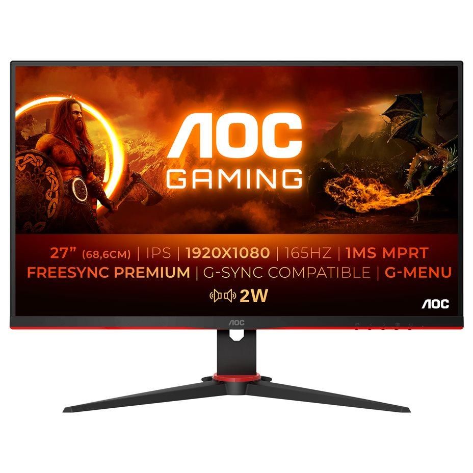 AOC G2 Series 27-Inch Gaming Monitor - LED, 1920 x 1080p @ 165Hz, IPS, 250 cd/m², 1ms Response Time