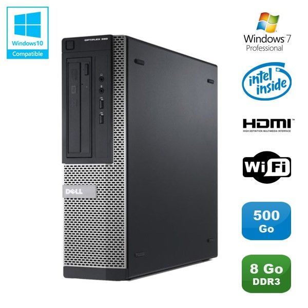 Dell Optiplex 390 DT G630 Desktop PC - 2.7GHz, 8GB RAM, 500GB HDD, DVD Burner, WiFi, HDMI, Windows 7 Pro