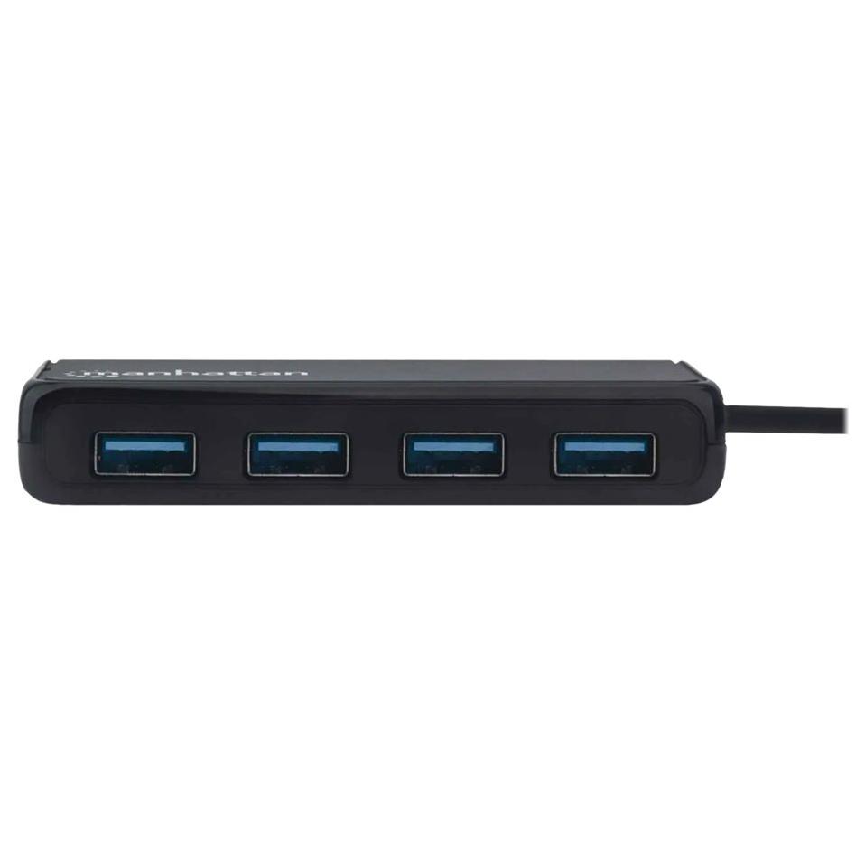 Hub IC Intracom Manhattan de 4 puertos USB-A, Negro, 5 Gbps, Garantía de 3 años