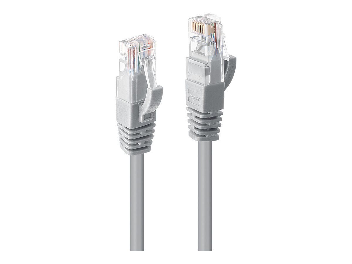 Lindy RJ-45 to RJ-45 Cable - Cat 6 - Molded, Locking, No Hook - Gray