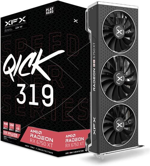 XFX SPEEDSTER QICK 319 AMD Radeon RX 6750 XT Graphics Card - 12GB GDDR6 - 1x HDMI & 3x DisplayPort - AMD RDNA 2