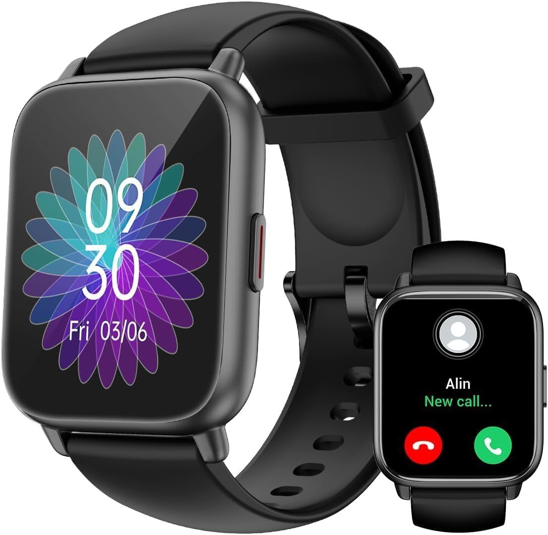 Ruimen Smartwatch Men's Women's Bluetooth Call Watch with Pedometer, Heart Rate Monitor, SpO2, Sport Watch for iPhone Android Waterproof IP68 Notification Clock Weather