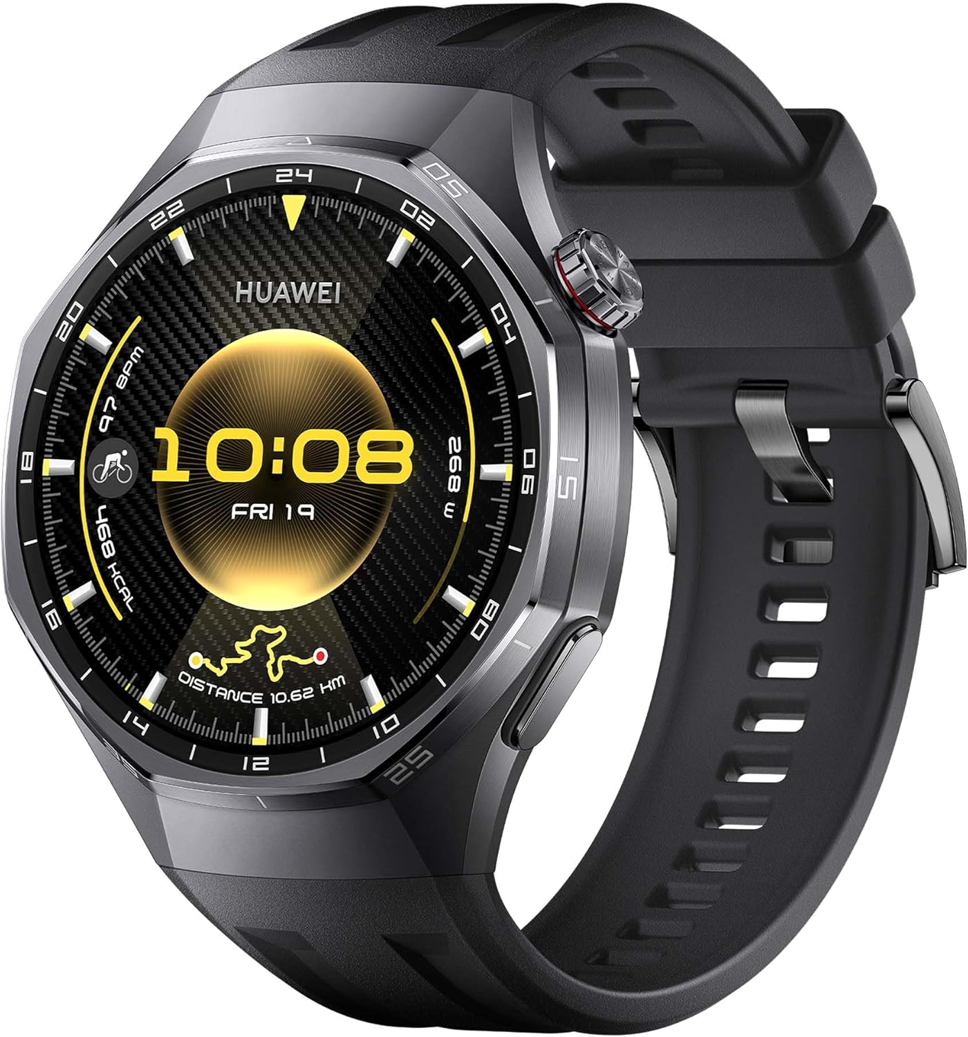 Huawei Watch GT 6 Pro GPS 46mm Smartwatch, 1.47-inch AMOLED Display, Up to 21 Days Battery Life, Professional Cycling, Compatible with iOS and Android, ECG Analysis, Black