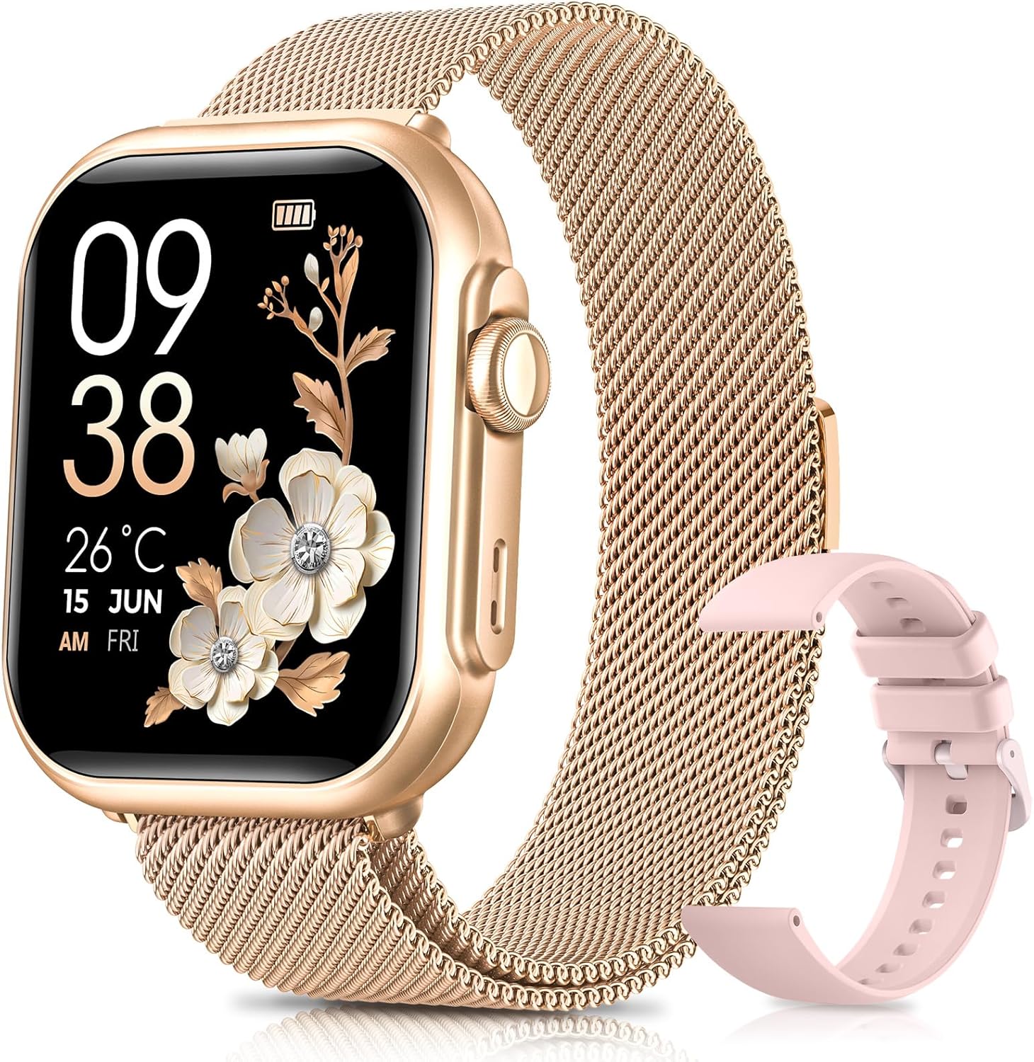 Oliimptek Women's Smartwatch with 100-Day Ultra-Long Battery, 1000mAh, 1.83'' HD Touchscreen Fitness Tracker with SpO2/Heart Rate/Sleep Monitoring for Android