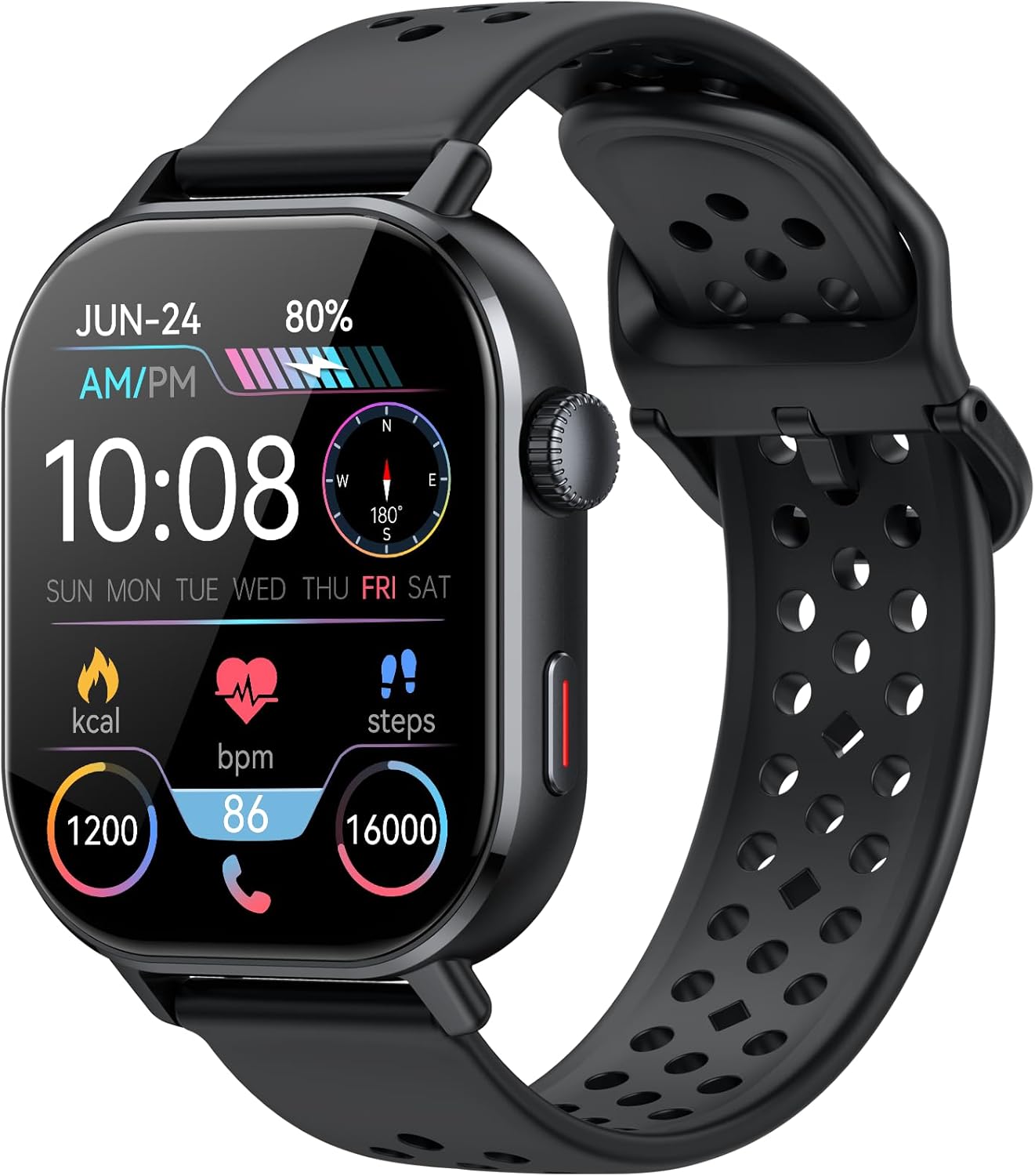Ulteronixshop-GPS Smartwatch for Men and Women, 2.06" AMOLED HD Touch Screen, Waterproof 5ATM, Sport Watch with GPS, Compass, Altimeter, Barometer, SpO2, Sleep Monitoring, Customizable Watches