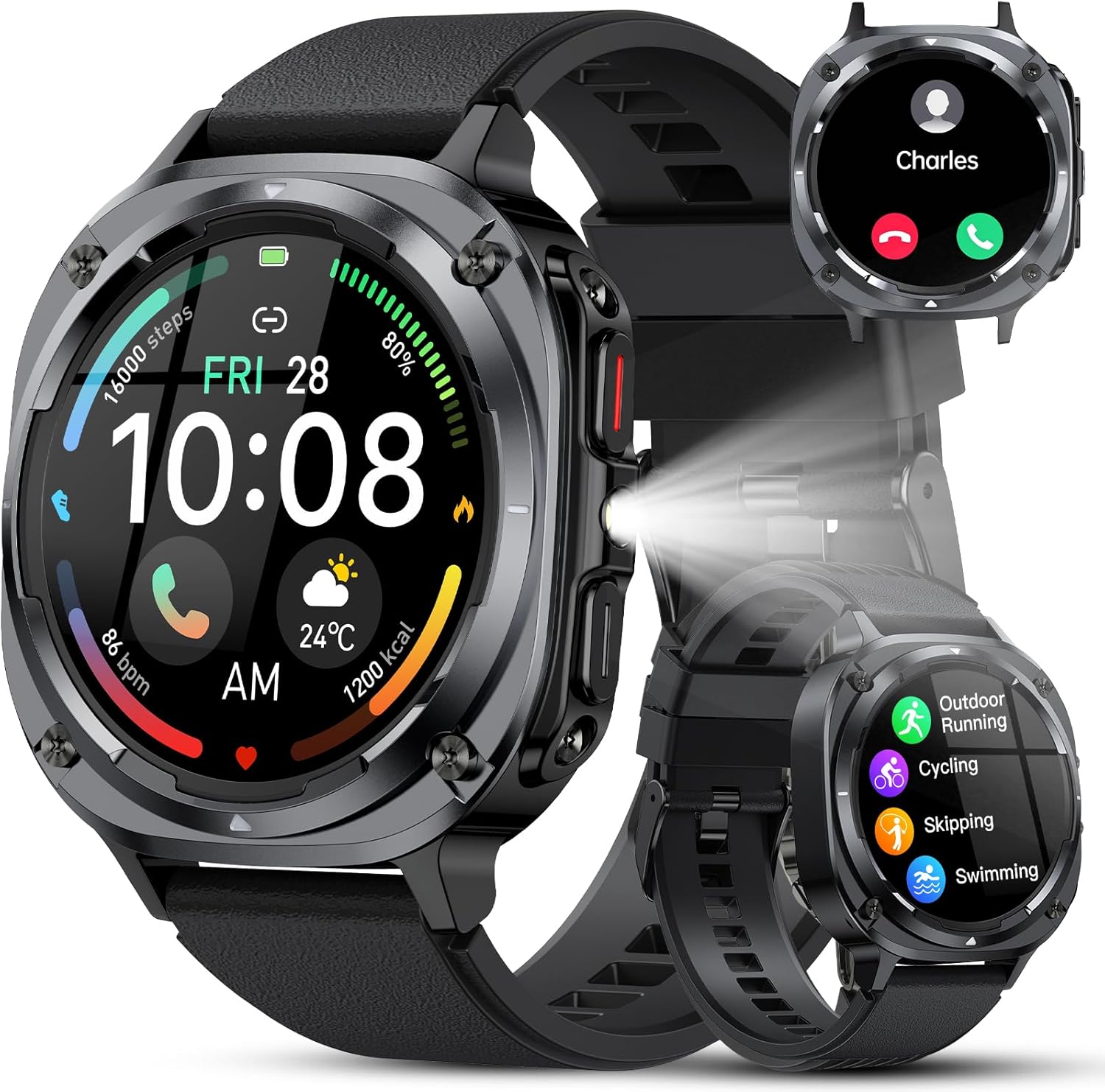 TIMU Men's Smartwatch, Valentine's Day Gift for Him, 1.45" HD, Fitness Tracker with Bluetooth Calls, 114+ Sports Modes, Heart Rate & Sleep Tracking, Waterproof IP68