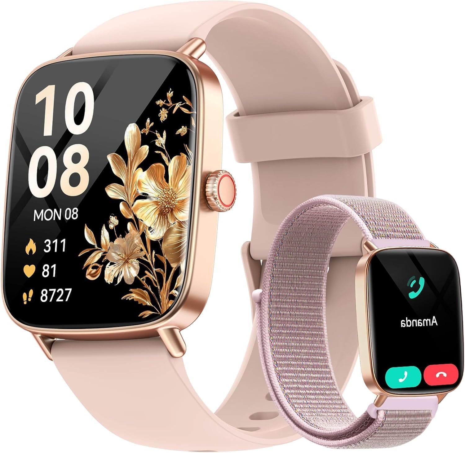 aeac Women's Smartwatch with Bluetooth Calling, 1.85" HD Display, Fitness Tracker with 120+ Sports Modes, Heart Rate, Sleep Monitoring, IP68 Waterproof