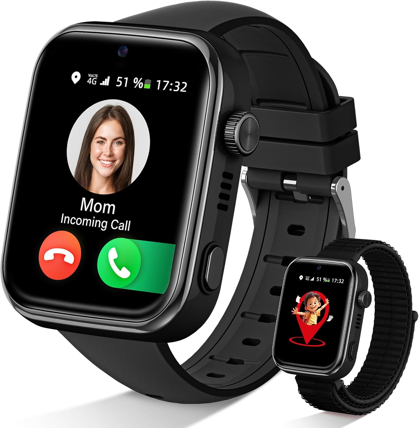 Oliimptek 2026 New Children's Smartwatch 4G, Kids Phone Watch with Video Calls, Voice Chat, WhatsApp, GPS, SOS, School Mode, Pedometer Alarm for 4-14 Years Old Black