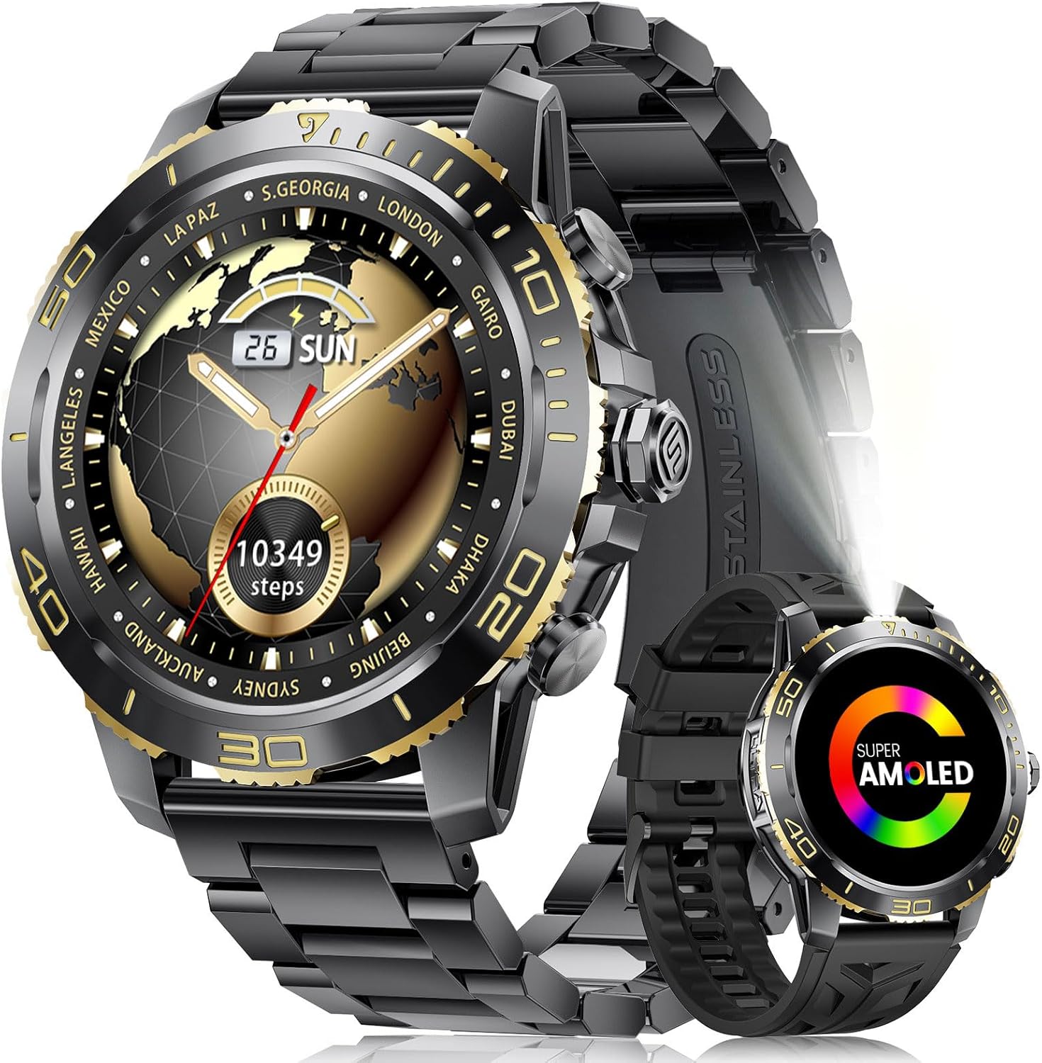 CHOOSETIME Luxe Smartwatch for Men with Pocket - 800mAh, 1.43" AMOLED Screen, Bluetooth Calls, 200+ Sport Modes, IP68 Waterproof, Heart Rate Monitor, Sleep Tracker for iOS and Android