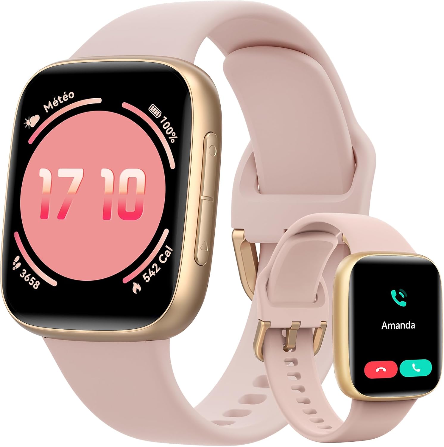 ENOMIR Women's Smartwatch, 1.85" Touch Screen with Bluetooth Calling & Built-in Alexa, 3ATM Waterproof Fitness Tracker - Heart Rate/SpO2/Sleep Monitor, Step Counter & Calorie Tracking, Compatible with Samsung iPhone