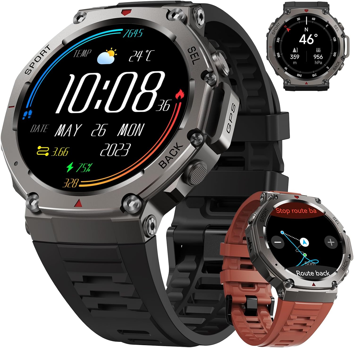 Lige 2025 GPS Smartwatch for Men, 48mm Aluminum Case, 5ATM Waterproof Sport Watch with 110+ Sports Modes/Sleep Monitoring/Health Tracking, AMOLED Display, 20 Days Battery Life for Android and iOS