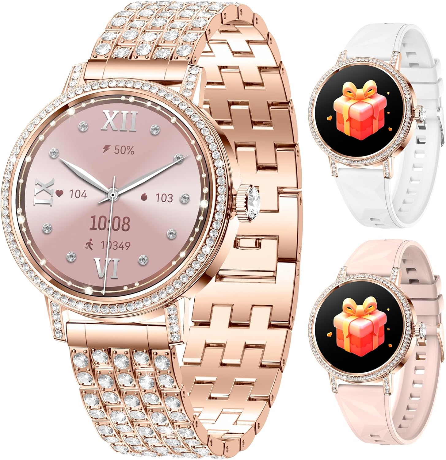 Mingdaln Diamond Ladies Smartwatch with Bluetooth Calls & Sleep Tracking