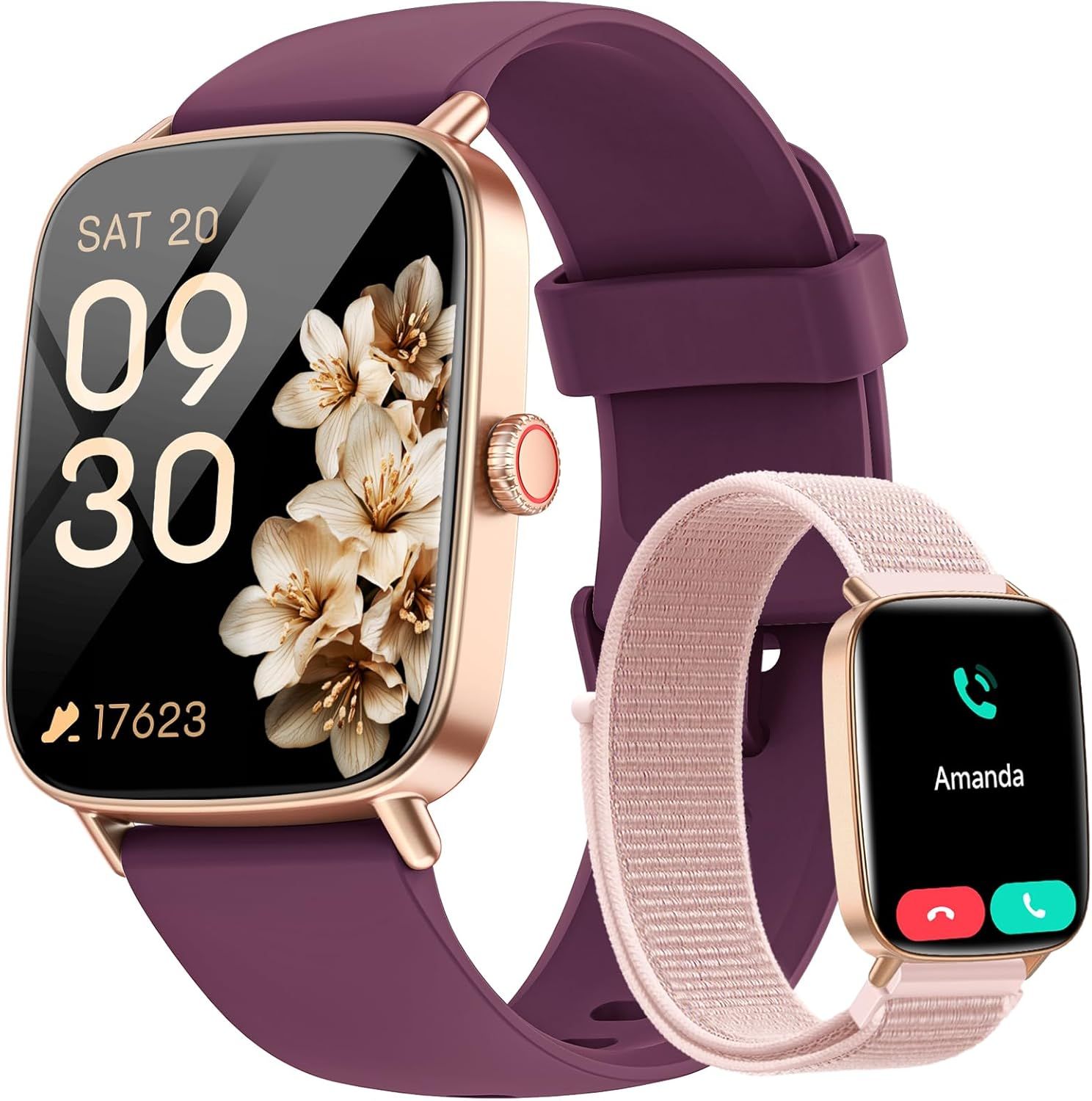 aeac Smartwatch, 1.85" HD Touchscreen, Bluetooth Calls, 120+ Sports Modes, Waterproof IP68, Heart Rate, Sleep Tracking, SpO2