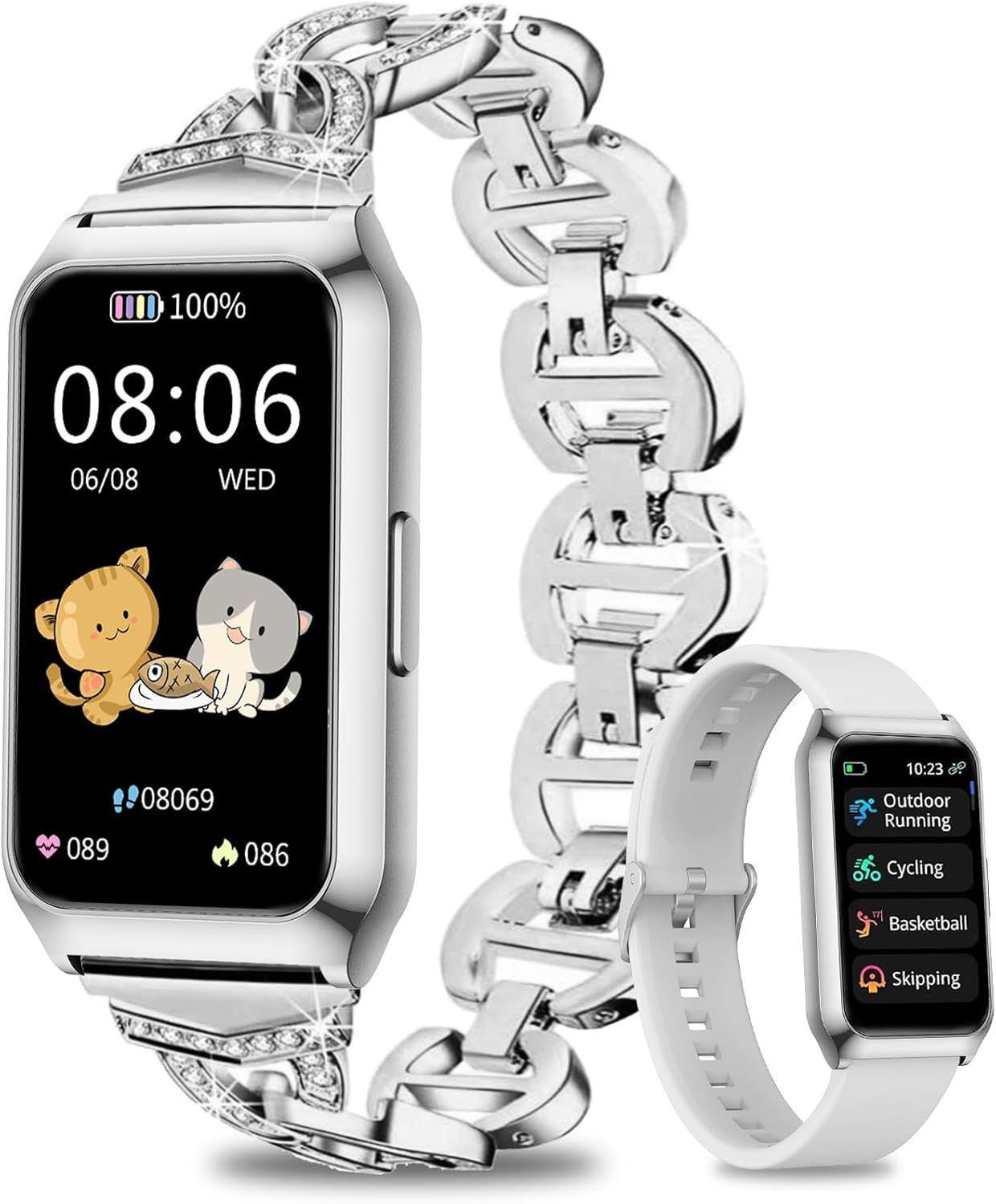 Fitoncloud Women's Smartwatch with Aluminum Case, 7-Day Long Battery Life, 1.47'' HD Activity Tracker, Heart Rate & Sleep Monitoring, IP68 Waterproof Android/iOS