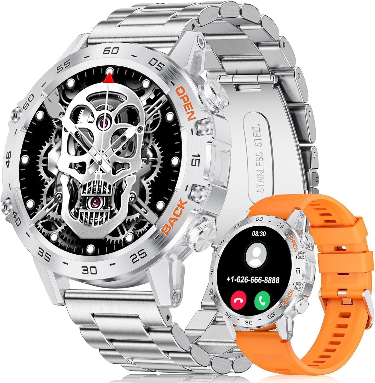 Lige Men's Smartwatch, 1.39" Display with Heart Rate, Blood Pressure, SpO2, Sleep Tracking, Over 300 Watch Faces, 100+ Sports Fitness Modes for Android/iOS, IP67, Silver