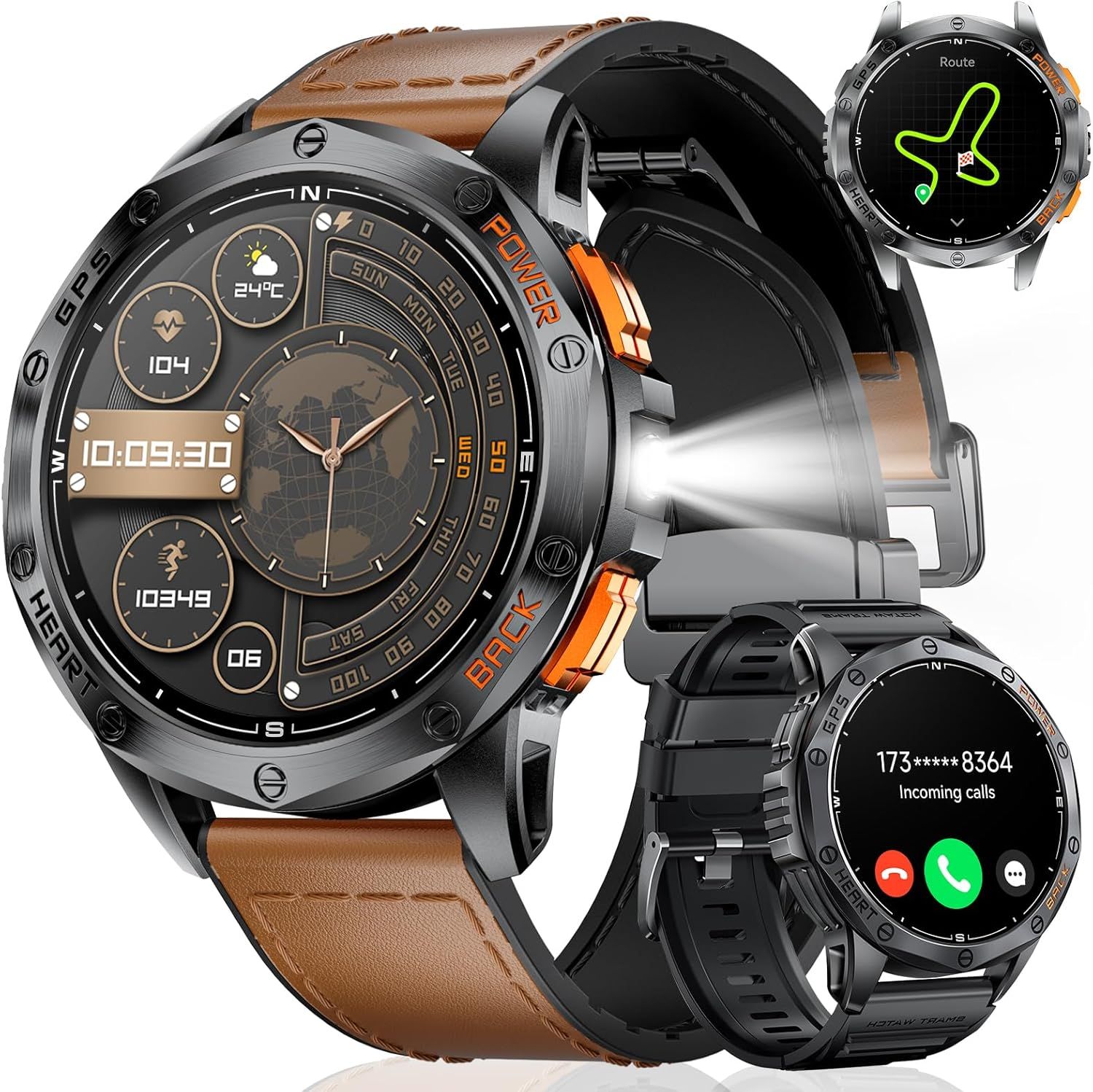 Lige Men's GPS Smartwatch with 530mAh Battery, 1.43'' AMOLED Display, Sleep Monitor, Heart Rate Tracker, 180 Sports Modes, 50M Waterproof