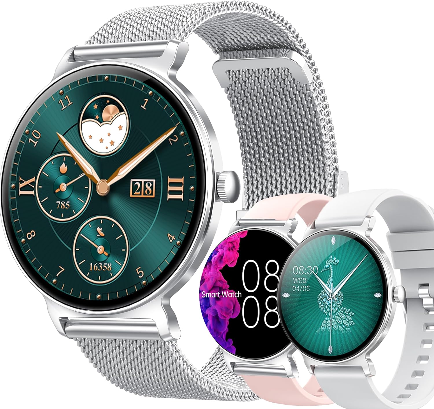SGDDFIT 1.27" AMOLED Smartwatch for Women, Bluetooth 5.2 with Call Function, GPS, Podometer, Cardio Frequency Meter
