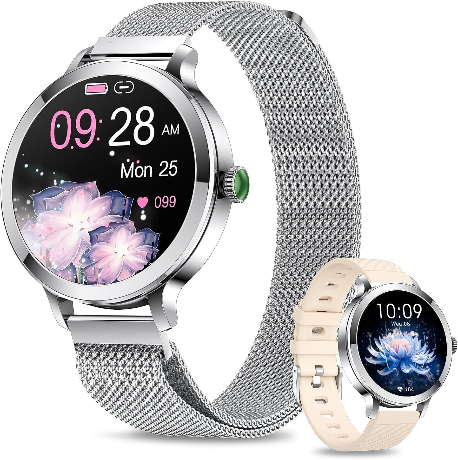 Fitonyo Women's Smartwatch with Calls, 1.1" AMOLED Display, Fitness Tracker for Android/iOS