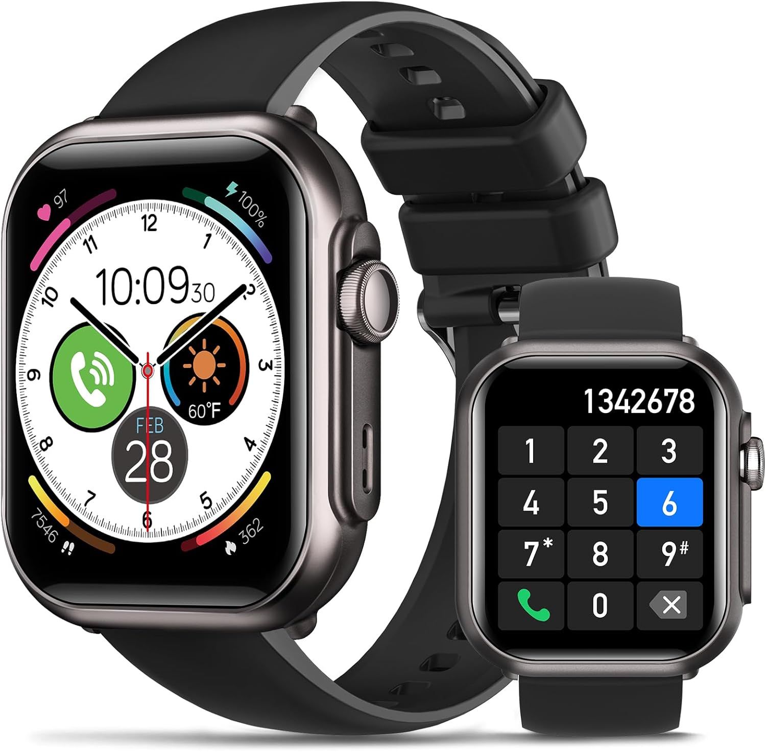 BANLVS Men's Smartwatch with 1000mAh Battery, 1.85'' AMOLED Screen, 5ATM Waterproof, SpO2, Heart Rate, Sleep Tracking, 120+ Sports Modes, Fitness Tracker for Android iOS