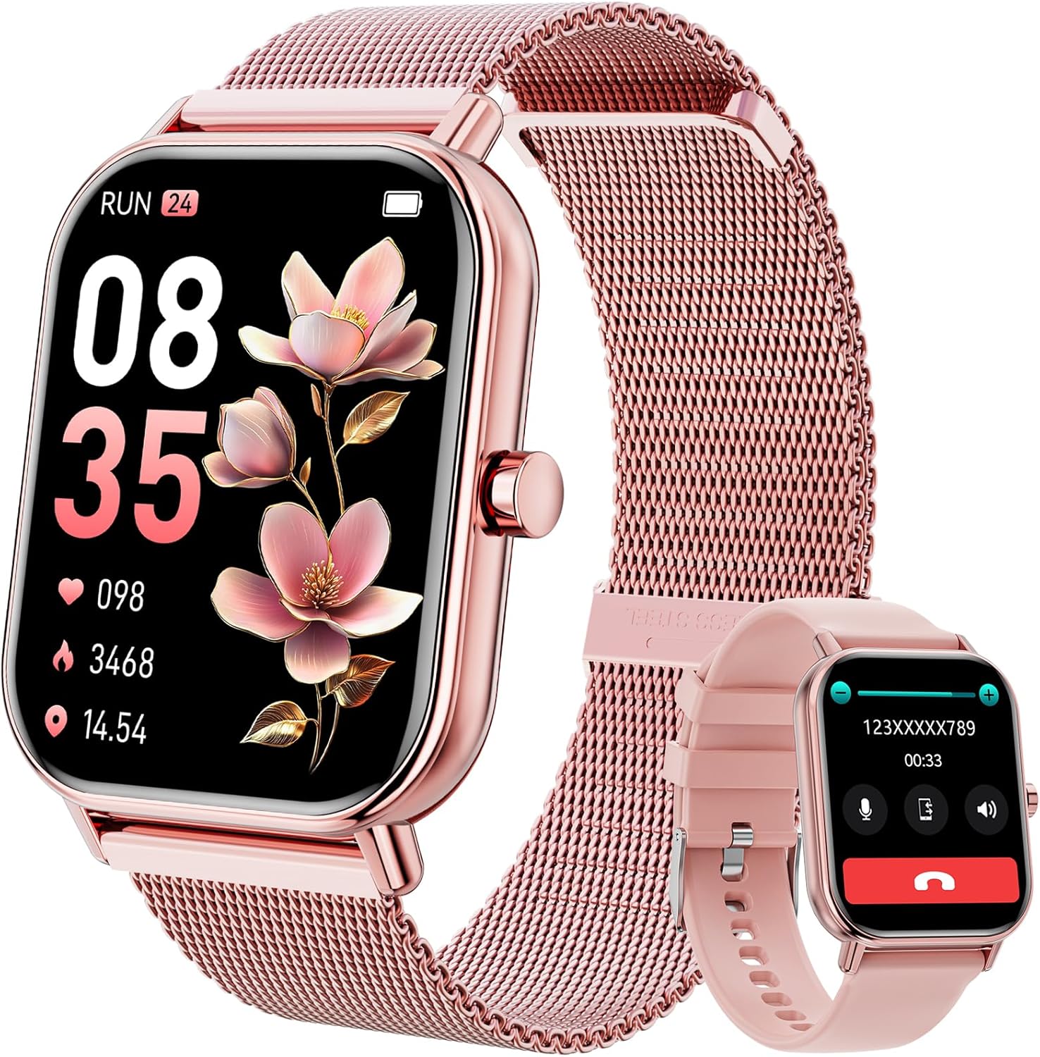 Haulvean Smartwatch for Men and Women with Bluetooth Calls, 1.85" HD Screen, Heart Rate, SpO2, Sleep Tracking, Pedometer, IP67 Waterproof Fitness Watch Compatible with Android iOS
