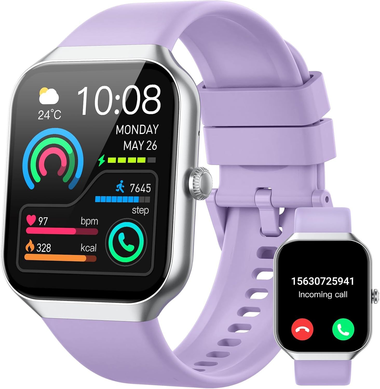 Jugeman Smartwatch for Men and Women, 1.96'' Full Color Touchscreen with Bluetooth Calling, 113+ Sport Modes, Waterproof IP68 Activity Band for Android iOS