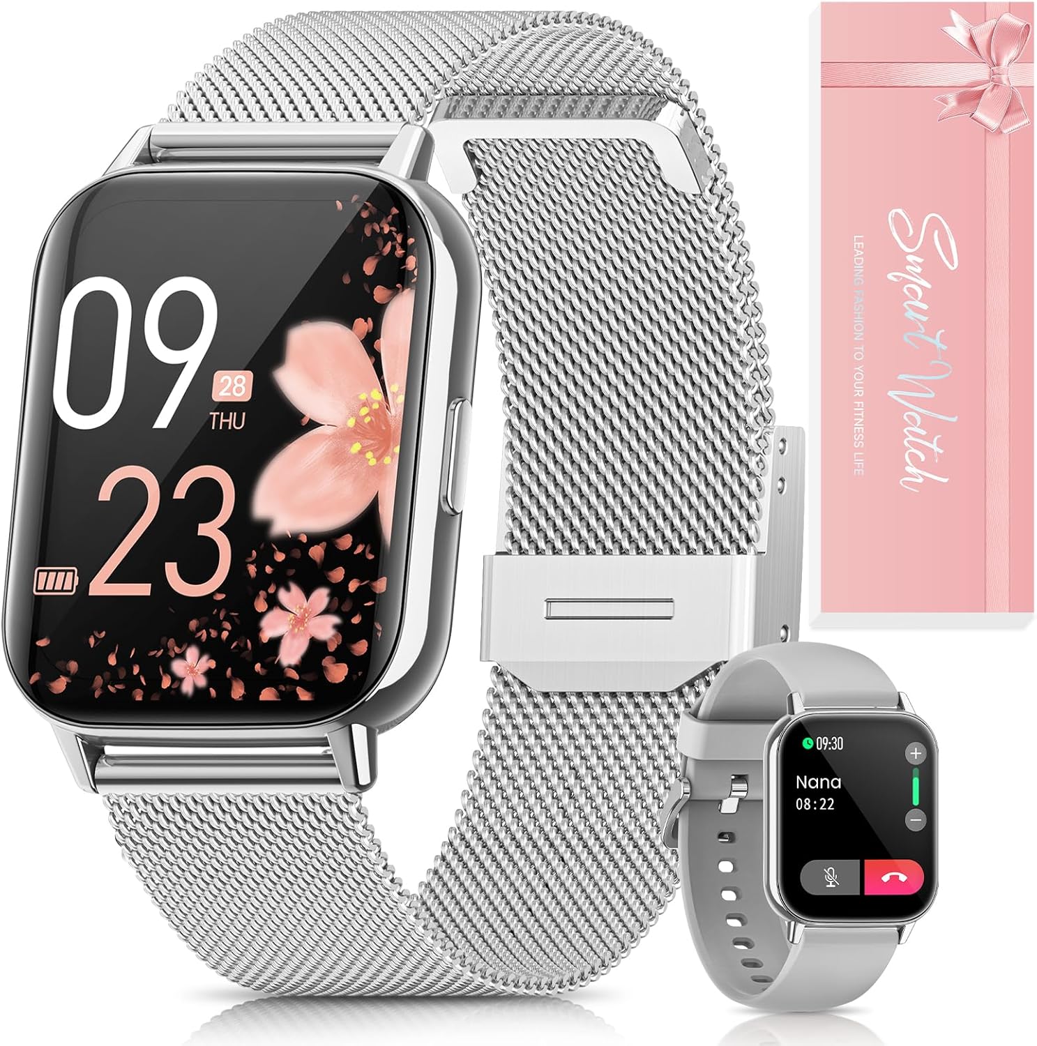 SWGOTA CS2PRO Women's Smartwatch Gift Set, 1.83' HD Touchscreen Smartwatch with Female Functions/Heart Rate/Sleep/SpO2 IP68, 113+ Sport Modes