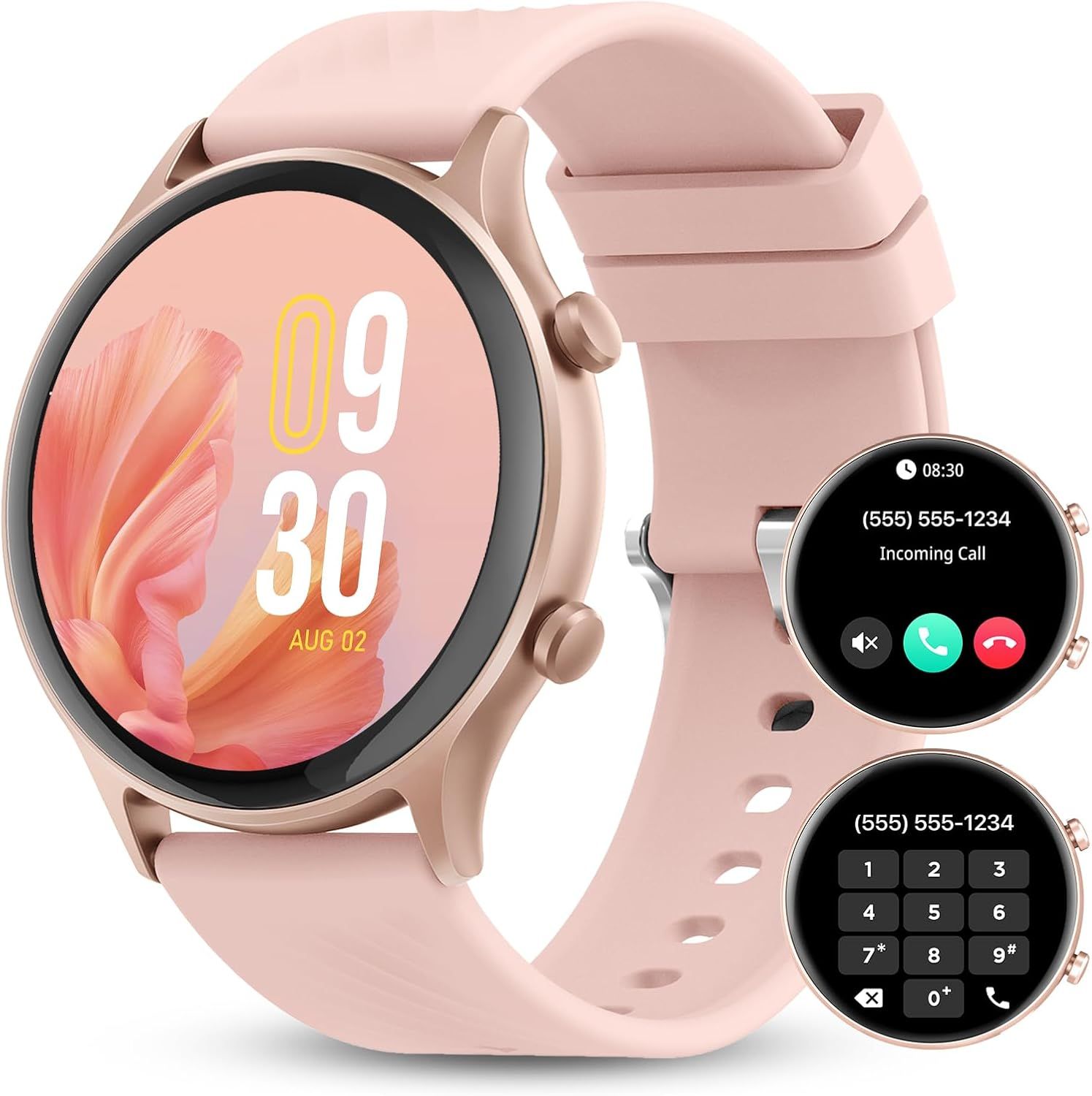 WalkerFit Women's Smartwatch: 1.39" Round Bluetooth Call Watch with IP68 Waterproofing, 110+ Sports Modes for Women, Sleep Tracker for Android/iOS (Rose)
