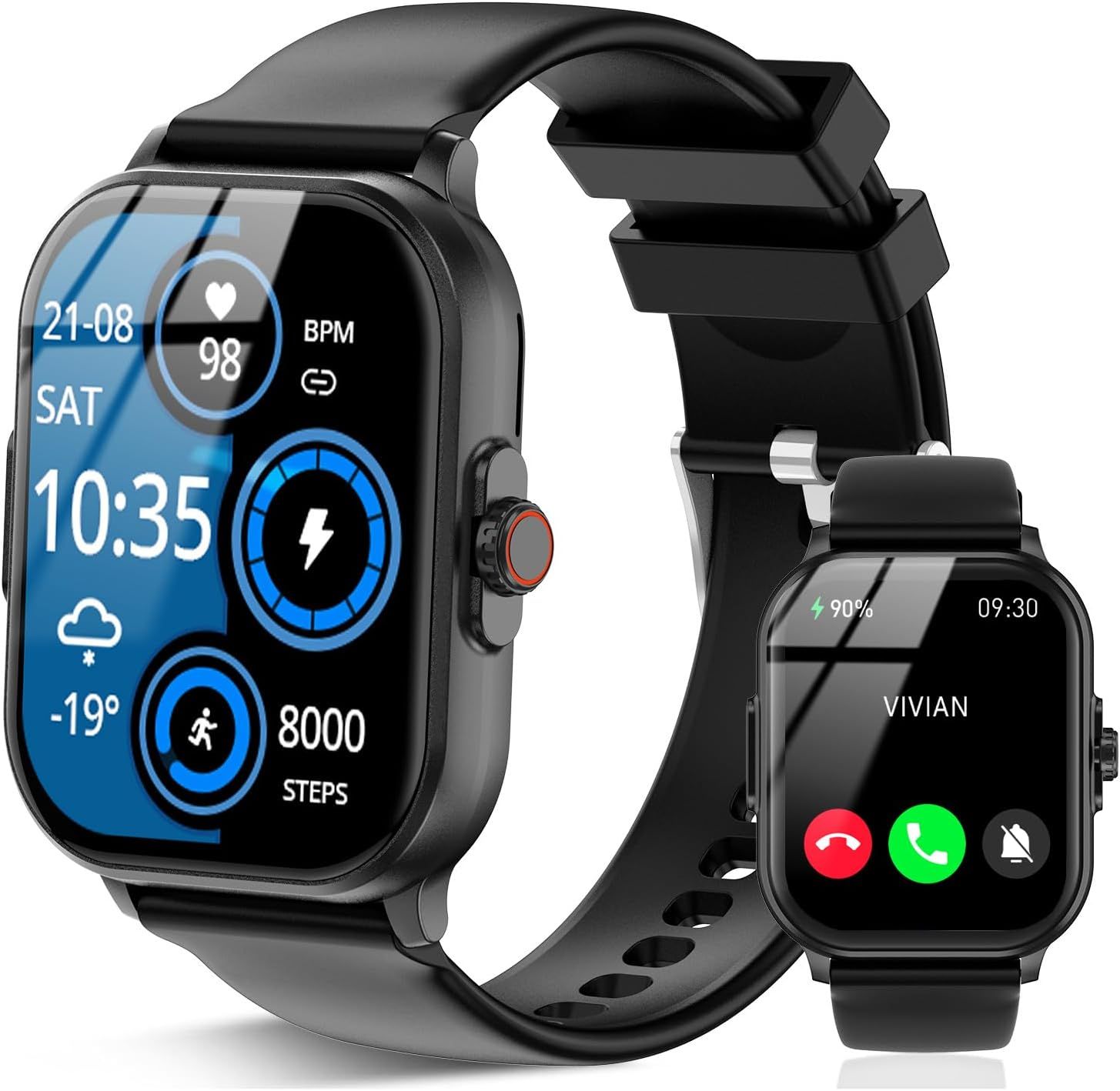 Reloj inteligente Flintronic, pantalla táctil HD de 2,01 pulgadas, monitoreo ECG, seguimiento del sueño y presión arterial, a prueba de agua IP67, rastreador de fitness para hombres y mujeres