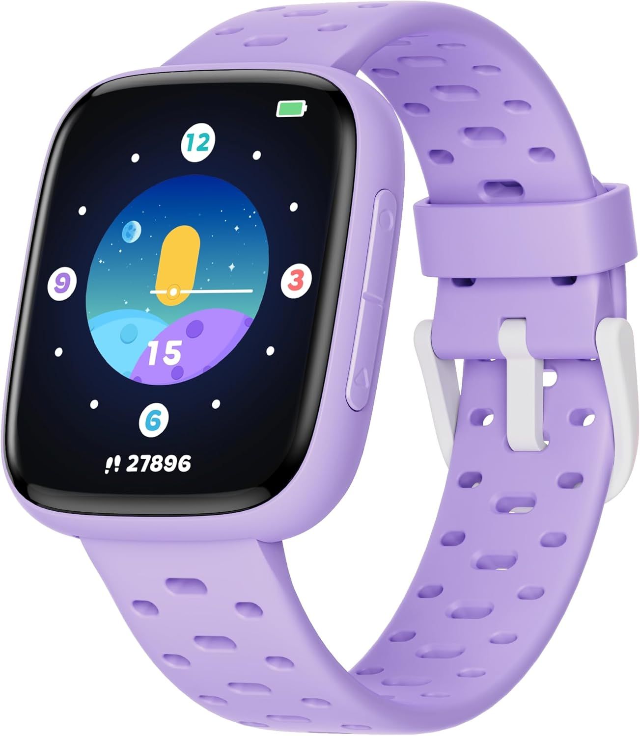 TICTIKY Stellar 3 - Reloj inteligente para niños, sin necesidad de aplicación, pantalla AMOLED de 1,83 pulgadas con contador de pasos, resistente al agua IP68, monitoreo de ritmo cardíaco y sueño, juegos de rompecabezas para niñas de 5 a 12 años