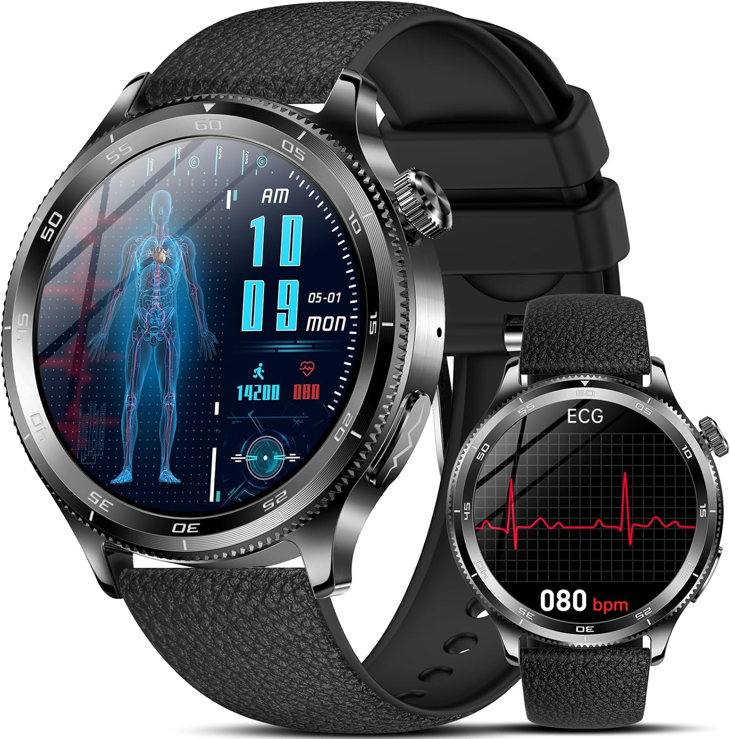 Reloj Inteligente Marsyu, Pantalla AMOLED de 1.43'', Monitorización de la Salud, Frecuencia Cardíaca las 24 Horas, Sueño, SpO2, Temperatura, Botón SOS, 100+ Modos Deportivos para Android/iOS