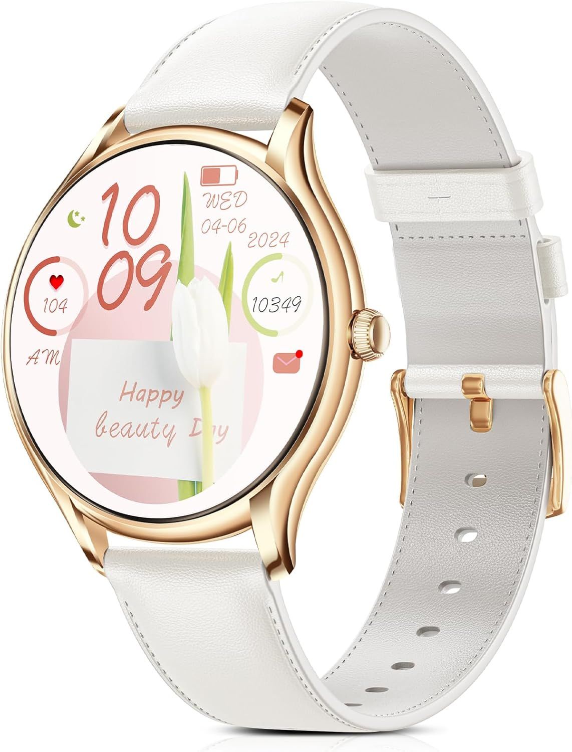 Reloj inteligente BOALZETD para mujeres con pantalla AMOLED de 1,43 pulgadas, resistente al agua IP68 con seguimiento del ritmo cardíaco/SpO2/ciclo menstrual/sueño, más de 120 modos deportivos, diseño elegante y ultradelgado (oro rosa/blanco)
