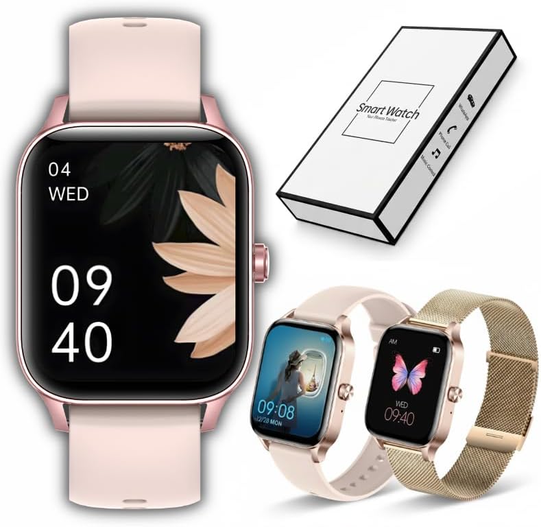 Reloj inteligente Revono I126 para mujer con pulsera de malla dorada
