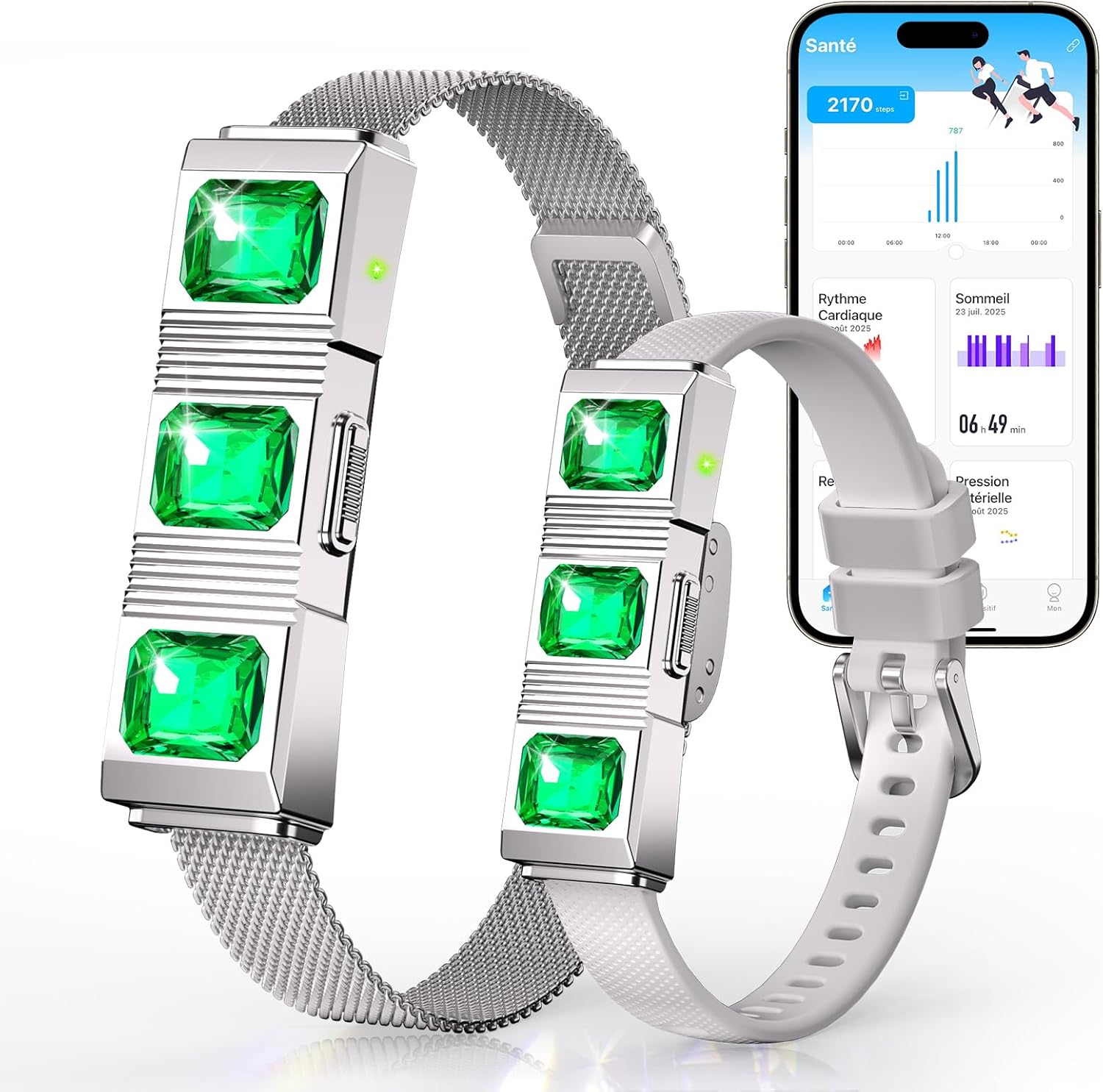 Reloj inteligente sin pantalla ISo Tech para hombres y mujeres, seguimiento de actividad las 24 horas y monitor de frecuencia cardíaca con oxígeno en sangre y HRV, 30 días de autonomía, 170+ modos (plateado)