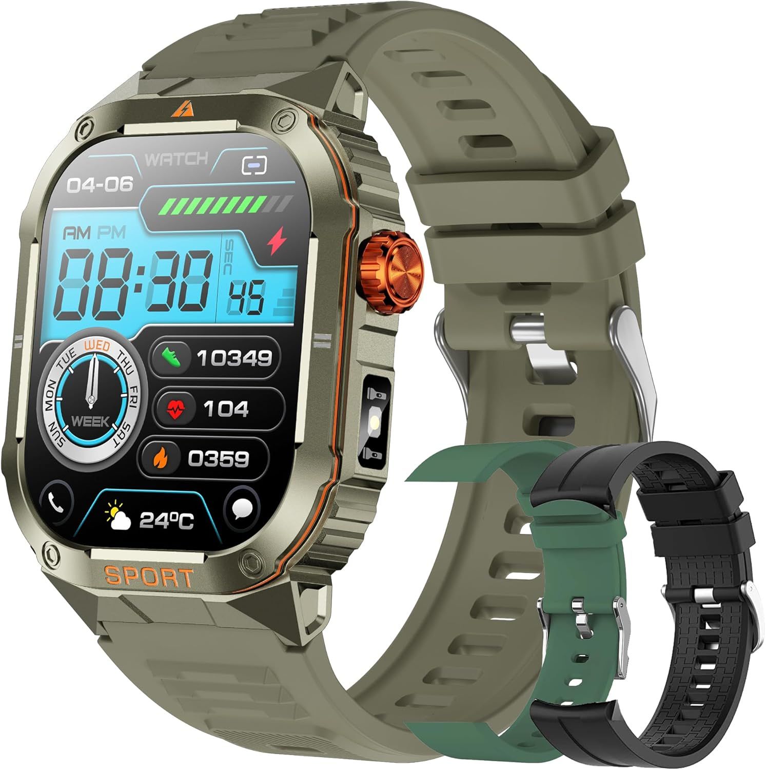Reloj inteligente SGDDFIT 2.01 AMOLED para hombres con Bluetooth 5.2, GPS, podómetro, monitor de frecuencia cardíaca, batería duradera y resistencia al agua (3ATM)