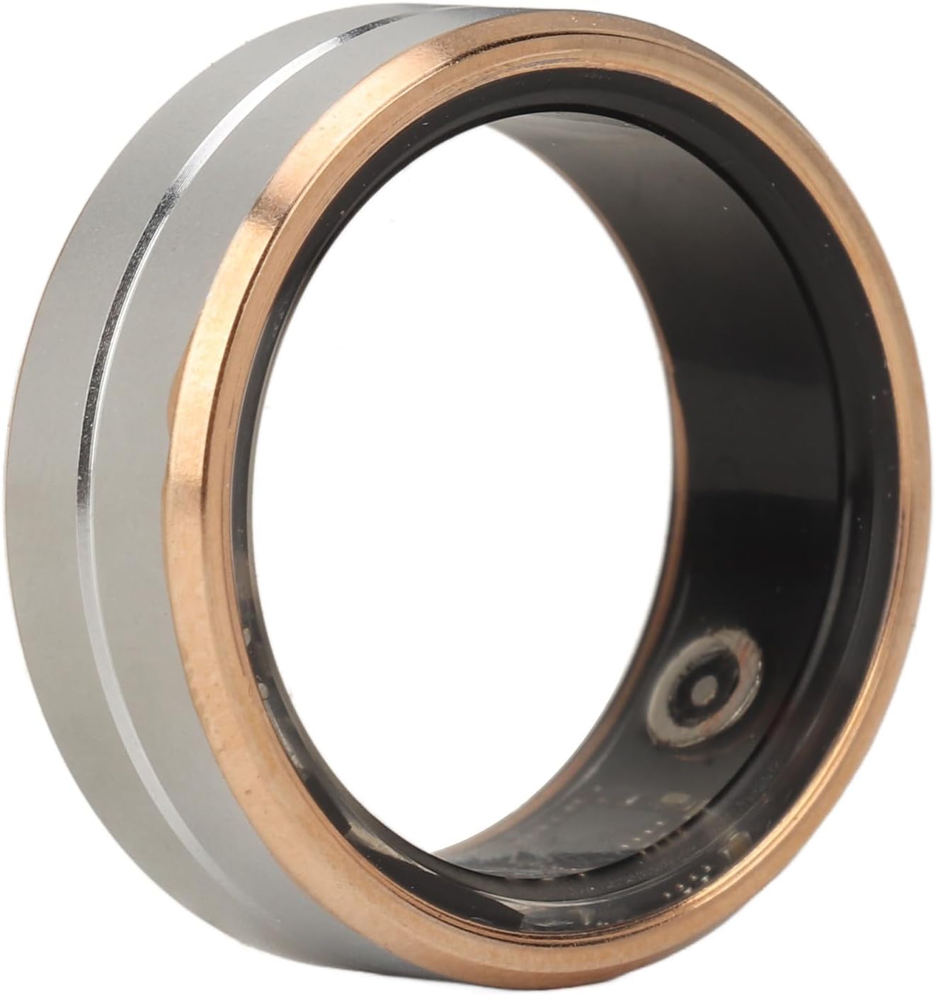 ASHATA Smart Ring - Fitness Tracking Ring, Waterproof BT Ring with Camera Remote Control, Health Monitoring for Men Women, Golden Silver (8)