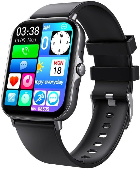 Findtime Smartwatch, 1.69" Half-Screen, Silicone Strap, IP67 Water Resistant, Heart Rate Monitor, Activity Tracker for Android & iOS