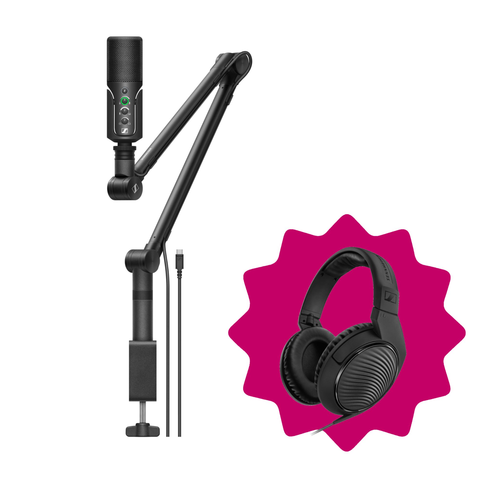 Kit de transmisión Sennheiser con USB micro y auriculares HD 200 Pro