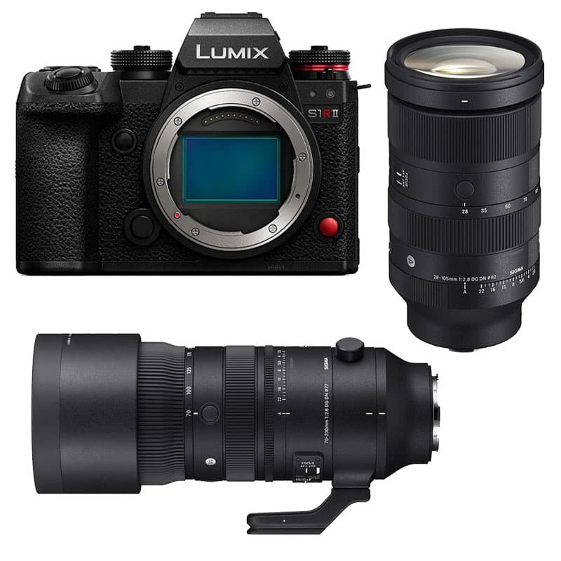 Panasonic Lumix S1R II + Objetivo Sigma 24-70mm f/2.8 DG DN II Art y Sigma 70-200mm f/2.8 DG DN OS Deporte, Garantía de 3 años